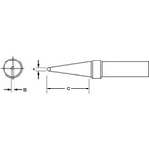Weller PTF7 Flat Conical Soldering Tip for TC201, 700°F, .047"