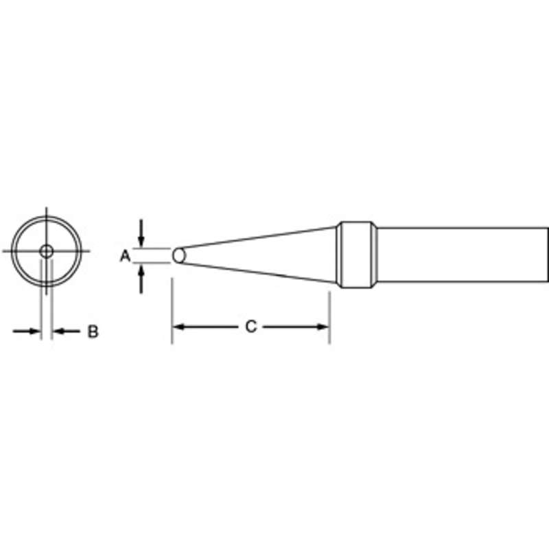 Weller PTF7 Flat Conical Soldering Tip for TC201, 700°F, .047"