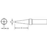 Weller PTF7 Flat Conical Soldering Tip for TC201, 700°F, .047"