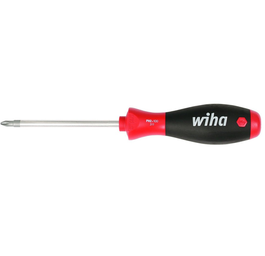 Wiha 31115 Phillips Screwdriver with SoftFinish Handle, 2 x 100mm