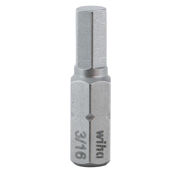 Wiha 71345 Hex Head Insert Bit for 1/4" Hex Drive, 3/16 x 1" Long, 10/Pak