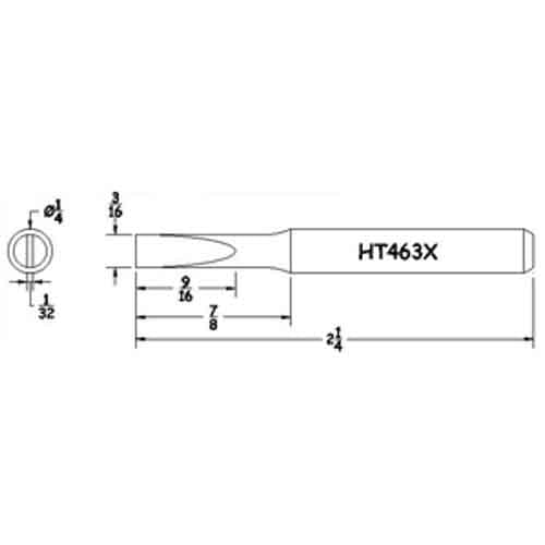 Hexacon HT463X Turned-Down Full-Chisel Soldering Tip, 1/4"
